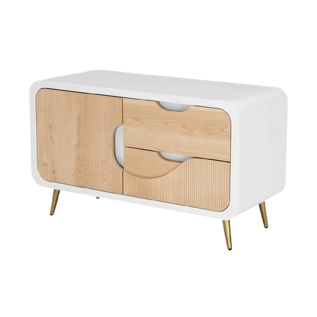 **Buffet moderne en bois avec tiroirs et finition blanche**